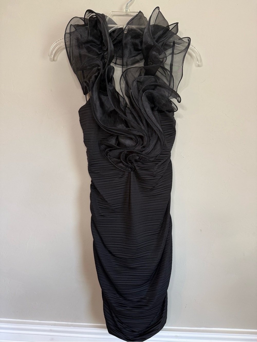 Va Va Voom Black Halter Ruffle Cocktail Dress